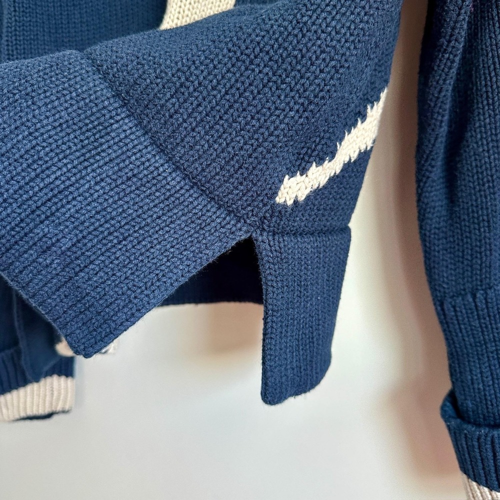 Victor Alfaro Collective Sweater Womens Small Navy Mock Neck Diagonal Stripe - Picture 8 of 10